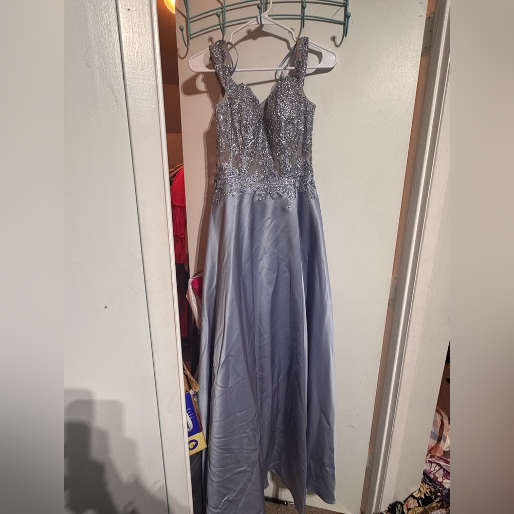 Xscape Elegant Silver Formal Dress